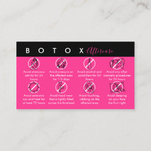 Neon Pink Botox Nachbehandlungsanweisungen Visitenkarte