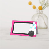 Neon Pink Bowling Faltschachtel oder Namenskarte Platzkarte (Vorderseite)