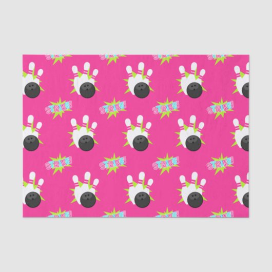 Neon Pink Bowling Party Tissue Paper Seidenpapier (Vorderseite)