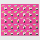 Neon Pink Bowling Wrapping Paper Geschenkpapier (Flach)