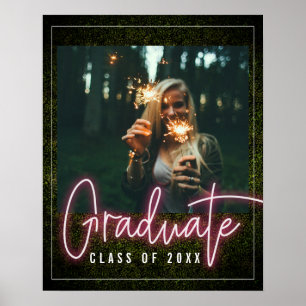 Neon Pink Boxwood Abschluss Foto-Klasse Poster