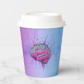 Neon Pink Brain Paper Cups Pappbecher (Vorderseite)