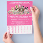Neon Pink Breeds Dog Walker Budget Ticket Flyer (Hand)