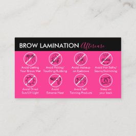 Neon Pink Brow Laminat Aftercare Guide Visitenkarte
