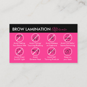 Neon Pink Brow Laminat Aftercare Guide Visitenkarte