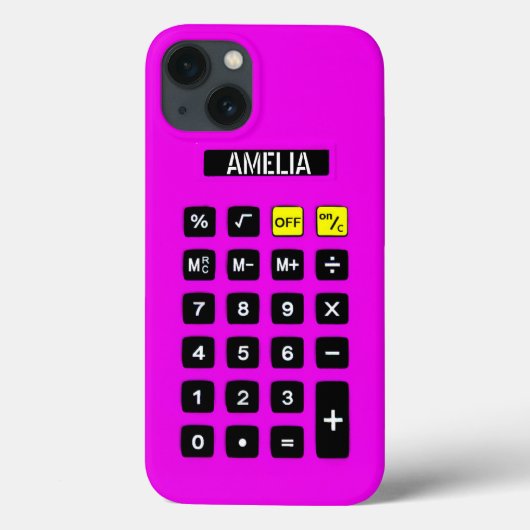 Neon Pink Calculator mit Keypad Case-Mate iPhone Hülle (Rückseite)