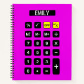 Neon Pink Calculator mit Name Notizblock (Vorderseite)