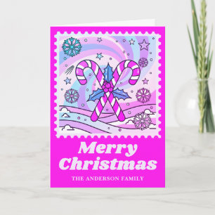Neon Pink Candy Canes Christmas Postage Briefmarke Feiertagskarte