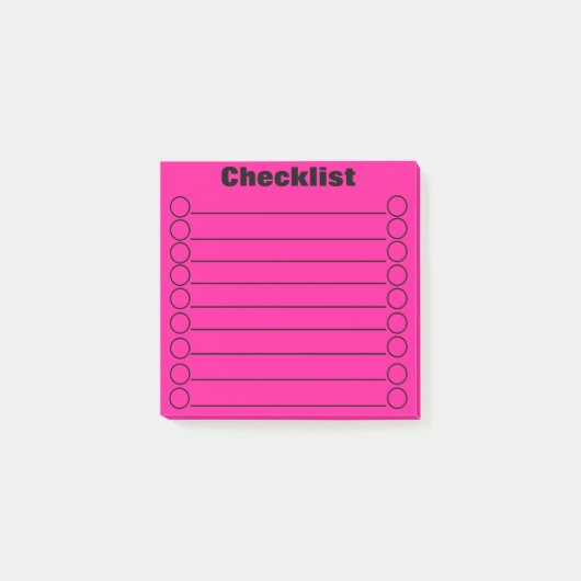 Neon Pink Checklist Post-it® Notes 3" x 3" Post-it Klebezettel (Vorderseite)