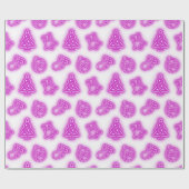 Neon Pink Christmas Geschenkpapier (Flach)
