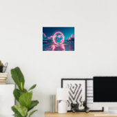 Neon Pink cloud beach wall art horizontal _ Eclect Poster (Heimbüro)