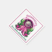 Neon Pink Cowgirl Boots & Disco Ball Party Serviette (Ecke)