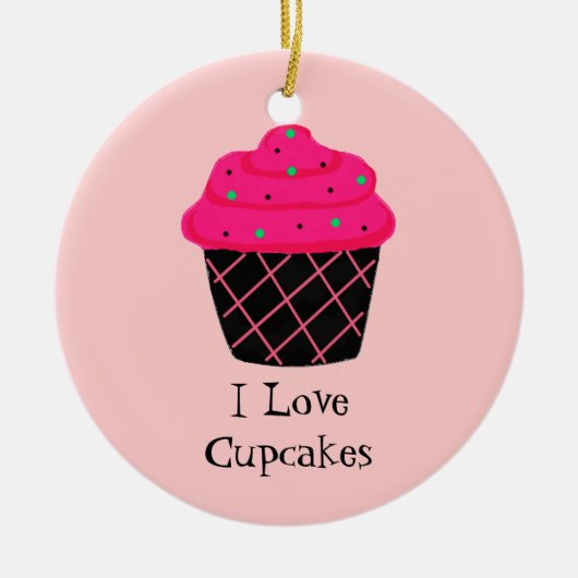 Neon Pink Cupcake Keramikornament (Vorne)