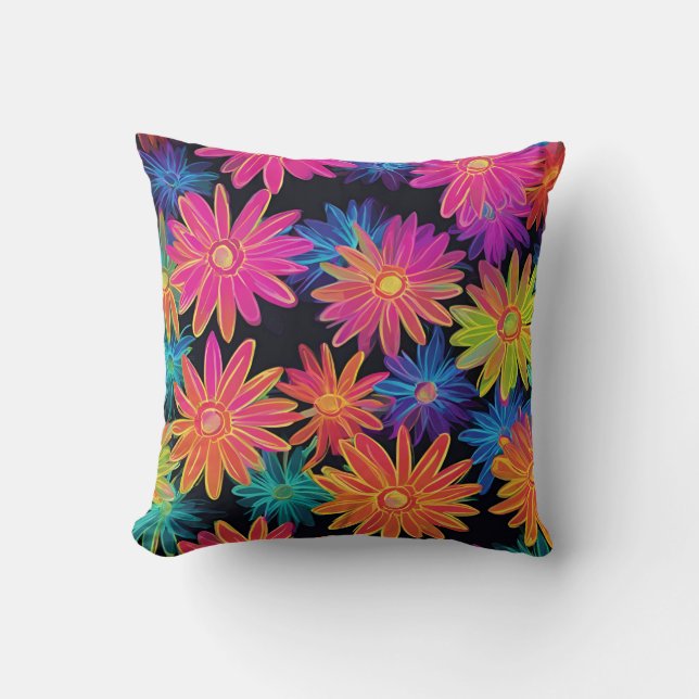 Neon Pink Daisy Kissen (Vorderseite)