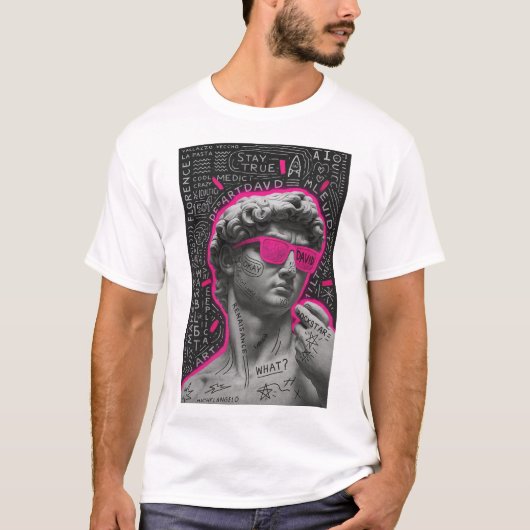 Neon Pink David Statuesque Graphic T-Shirt (Vorderseite)