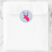 Neon Pink Deer Silhouette Runder Aufkleber (Tasche)