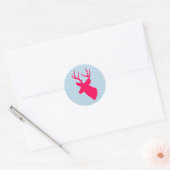 Neon Pink Deer Silhouette Runder Aufkleber (Umschlag)