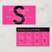 Neon Pink Dermaplanierung nach der Behandlung Post Visitenkarte (Vorne/Hinten)
