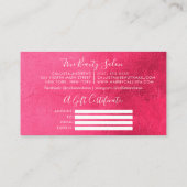 Neon Pink Diick Glitzer Tropfens Geschenk Visitenkarte (Rückseite)