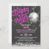 Neon Pink Disco Geburtstagsparty Einladung (Vorderseite)