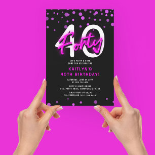 Neon-Pink Dreißigster 40. Geburtstagsfeier Einladung