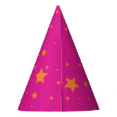 Neon Pink Fairy Orange Stars Girl Partyhütchen (Rückseite)