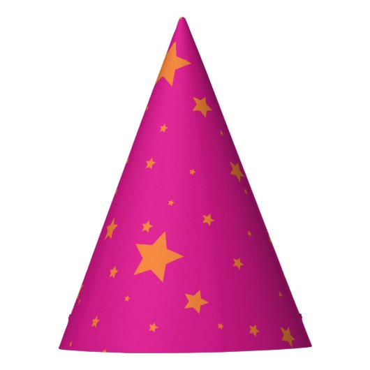 Neon Pink Fairy Orange Stars Girl Partyhütchen (Vorderseite)