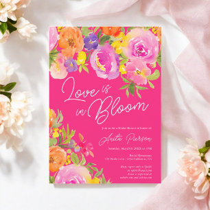 Neon Pink Fett florales Brautparty Einladung