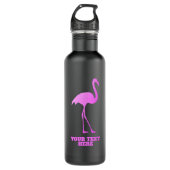 Neon-pink-Flamingo-Silhouette Edelstahlflasche (Vorderseite)
