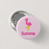 Neon Pink Flamingo Summa (Sommer) Button (Vorne & Hinten)