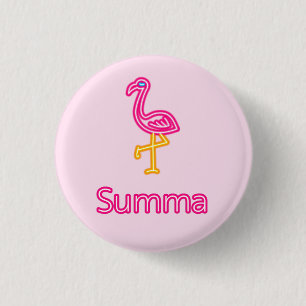 Neon Pink Flamingo Summa (Sommer) Button
