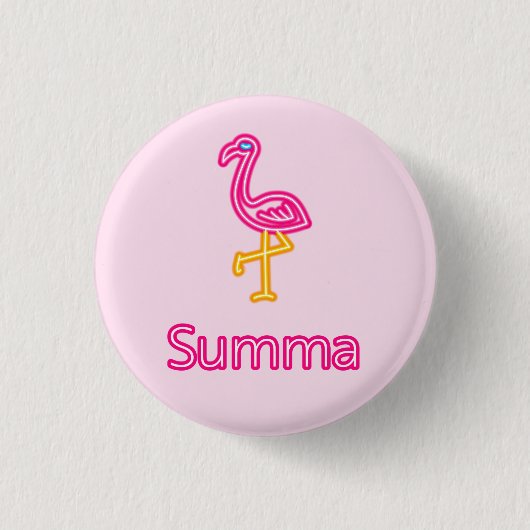Neon Pink Flamingo Summa (Sommer) Button (Vorderseite)