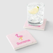 Neon Pink Flamingo Summa (Sommer) Steinuntersetzer (Seitenansicht)