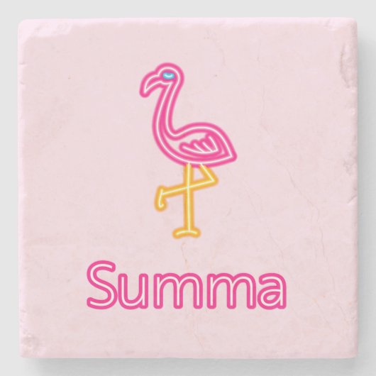 Neon Pink Flamingo Summa (Sommer) Steinuntersetzer (Vorderseite)