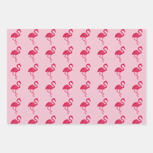 Neon Pink Flamingo Tropical Geschenkpapier Set (Vorderseite)