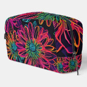 Neon Pink Floral Art Waschbeutel (Rechte Ecke)
