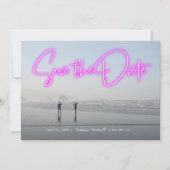 Neon Pink Foto Save the Date (Vorderseite)