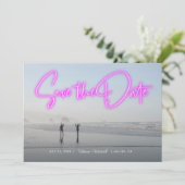 Neon Pink Foto Save the Date (Stehend Vorderseite)
