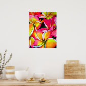 Neon Pink Frangipani Plumeria Aquarellkunst Poster (Küche)