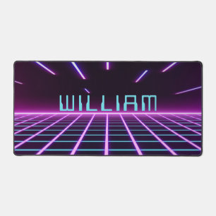 Neon-Pink futuristischer Retro-Stil 80er Videospie Schreibtischunterlage