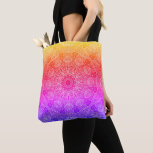 Neon-Pink-Gelb-Blau-Mandala-Kaleidoskop-Muster Tasche