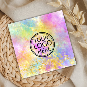 Neon Pink Gelber Opalstein Logo Faux Gold Quadratische Visitenkarte