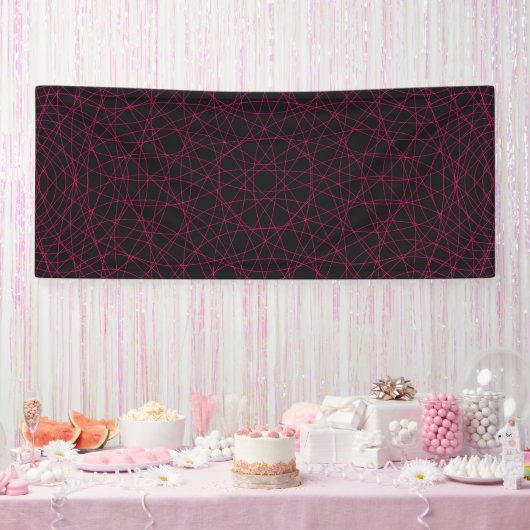Neon Pink Geometric Mesh Black Banner - Anpassen (Party)