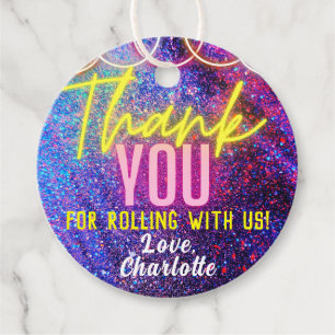 Neon Pink Girl's Roller Skaten Party Vielen Dank Geschenkanhänger