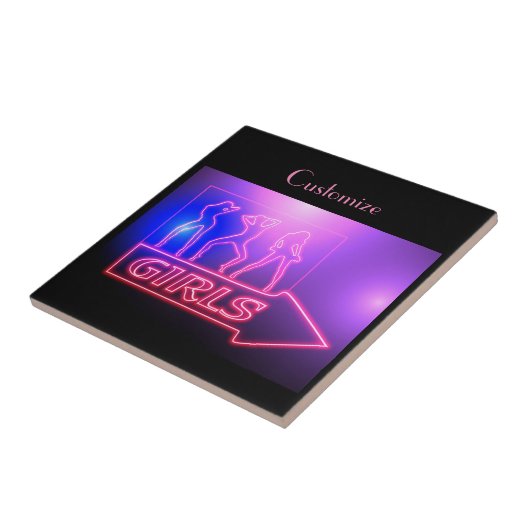 Neon Pink Girls signieren Thunder_Cove Fliese (Seite)