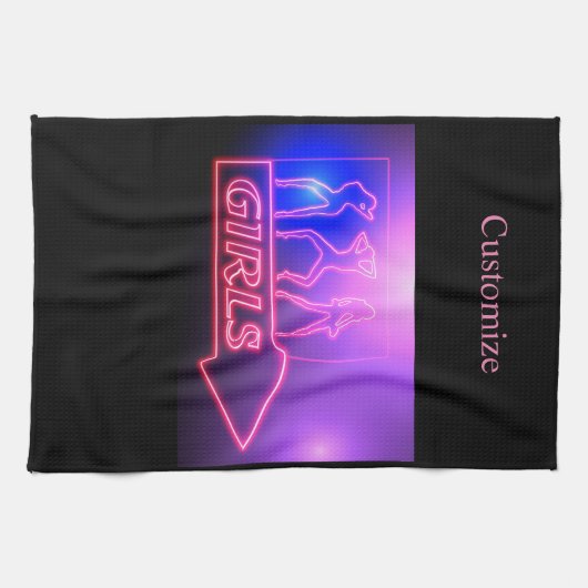 Neon Pink Girls signieren Thunder_Cove Geschirrtuch (Horizontal)