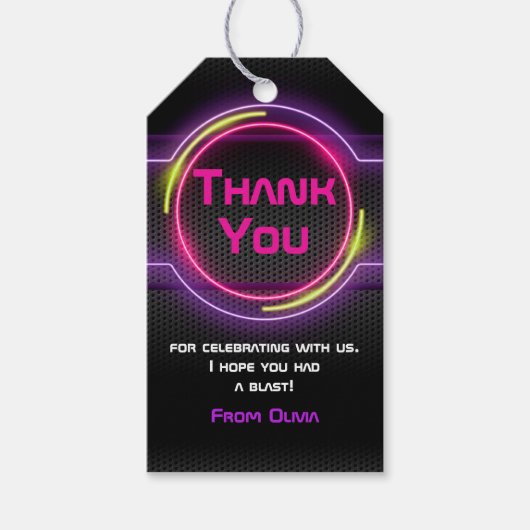 Neon Pink Glow in dunklem Gastgeschenk Geschenkanhänger (Vorderseite)