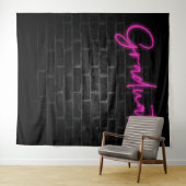 Neon Pink Glow Light | Graduate Party Foto Stand Wandteppich (Beispiel (Horizontal))