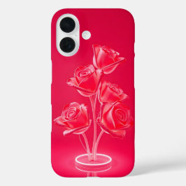 Neon Pink Glow Rose Fall Mate iPhone Fall iPhone 16 Hülle