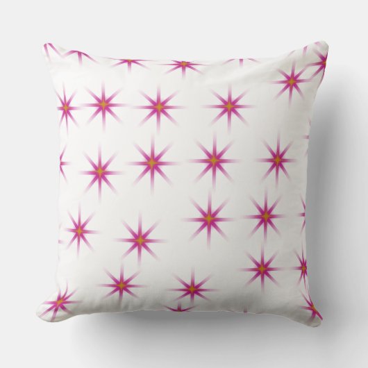 Neon Pink Glows Stars Pattern Kissen (Vorderseite)